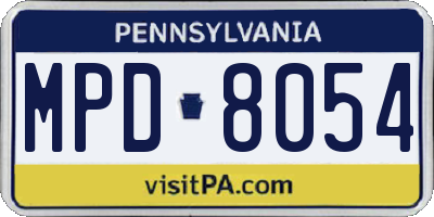 PA license plate MPD8054