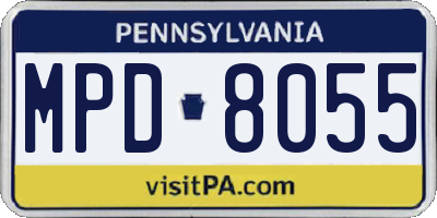 PA license plate MPD8055