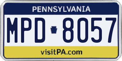 PA license plate MPD8057