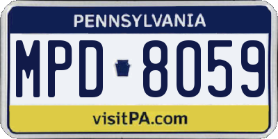 PA license plate MPD8059