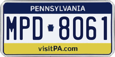 PA license plate MPD8061