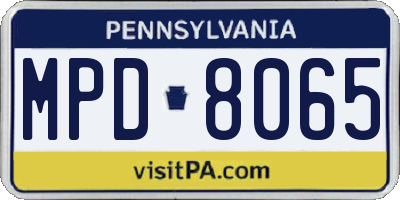 PA license plate MPD8065