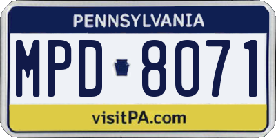 PA license plate MPD8071