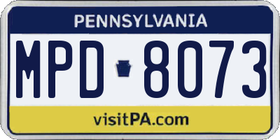 PA license plate MPD8073
