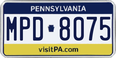 PA license plate MPD8075