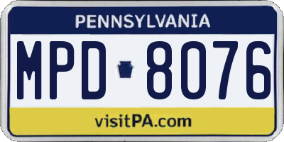 PA license plate MPD8076