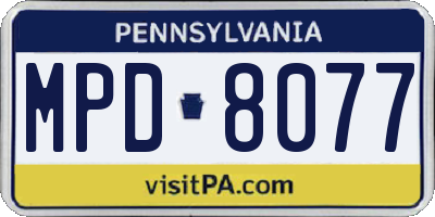 PA license plate MPD8077