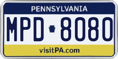 PA license plate MPD8080