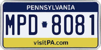 PA license plate MPD8081