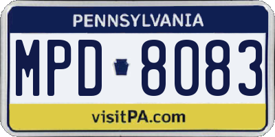 PA license plate MPD8083