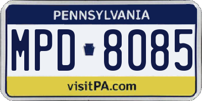 PA license plate MPD8085