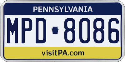PA license plate MPD8086