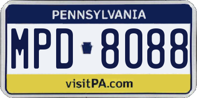 PA license plate MPD8088