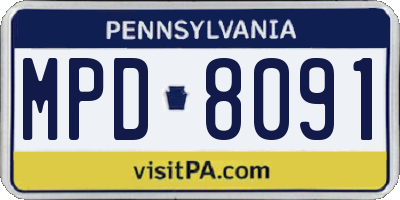 PA license plate MPD8091
