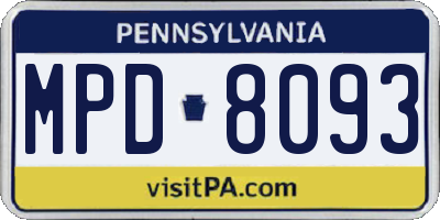 PA license plate MPD8093
