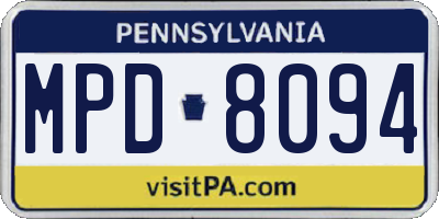 PA license plate MPD8094