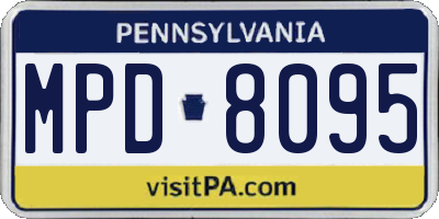 PA license plate MPD8095