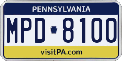 PA license plate MPD8100