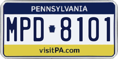 PA license plate MPD8101