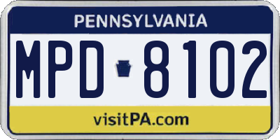 PA license plate MPD8102
