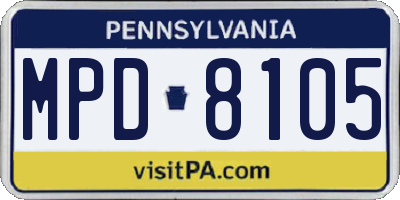 PA license plate MPD8105