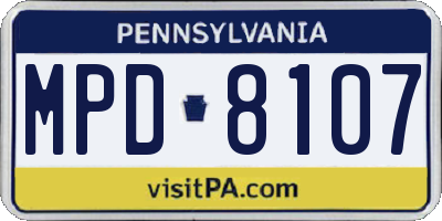 PA license plate MPD8107