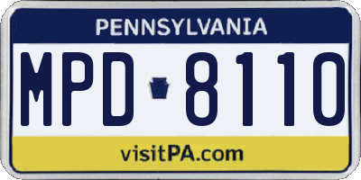 PA license plate MPD8110