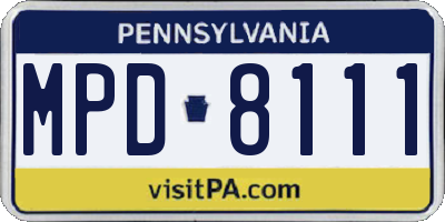 PA license plate MPD8111