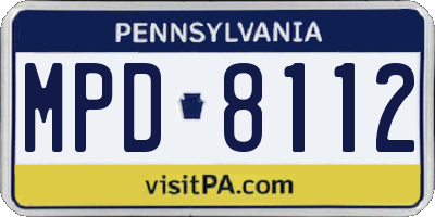 PA license plate MPD8112