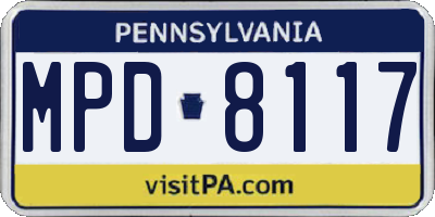 PA license plate MPD8117