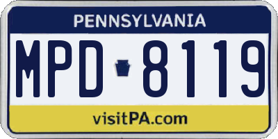 PA license plate MPD8119