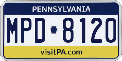 PA license plate MPD8120