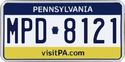 PA license plate MPD8121
