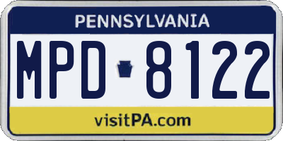 PA license plate MPD8122