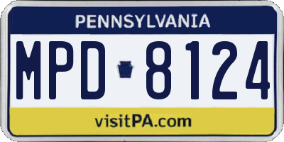 PA license plate MPD8124