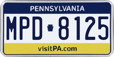 PA license plate MPD8125