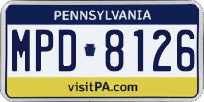 PA license plate MPD8126