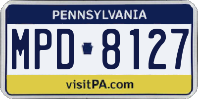 PA license plate MPD8127