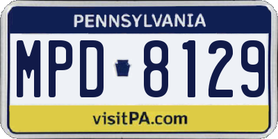 PA license plate MPD8129