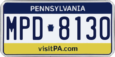 PA license plate MPD8130
