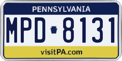 PA license plate MPD8131