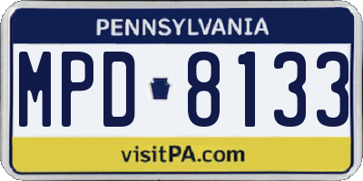 PA license plate MPD8133