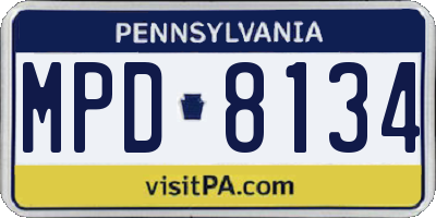 PA license plate MPD8134