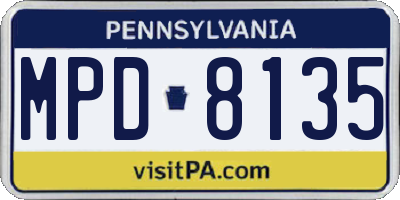 PA license plate MPD8135