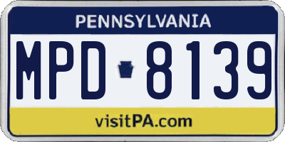PA license plate MPD8139