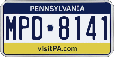 PA license plate MPD8141