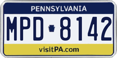 PA license plate MPD8142