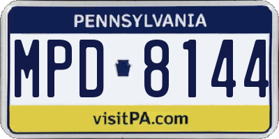 PA license plate MPD8144