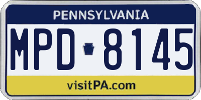 PA license plate MPD8145