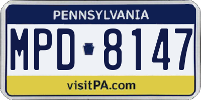 PA license plate MPD8147